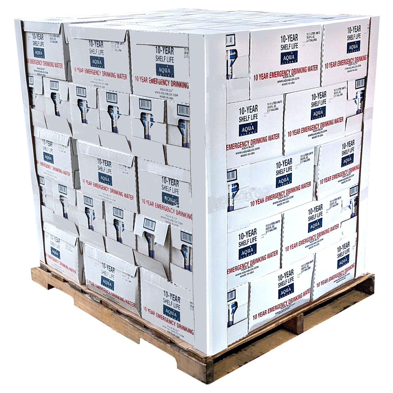 AQUA LITERZ EMERGENCY DRINKING WATER - 10 YEAR SHELF LIFE - PALLET OF 900 LITERS