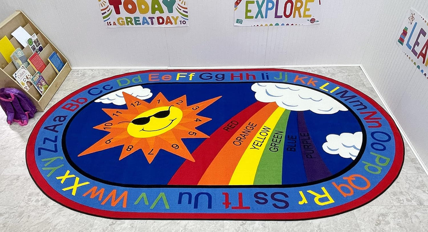 Oval Classroom Rug: 'Sky's The Limit' by KidCarpet.com, Size 7'6" x 12