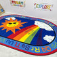 Sky's The Limit Classroom Rug in Oval Shape, Size 4' x 6' from KidCarpet