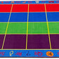 Rectangular Classroom Rug: 'ABC Rainbow Seating' by KidCarpet.com, Size 7'6" x 12' with 24 Seats