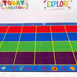 ABC Rainbow Seating Classroom Rug with 24 Seats - Kids Educational Learning Rug for Preschool, Kindergarten, and Elementary School