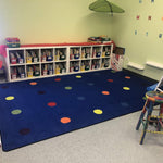 On the Spot Classroom Seating Rug Multi on Blue, 10' x 12' Rectangle