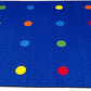 Rectangular Classroom Rug: 'On The Spot Seating' by KidCarpet.com, Size 6' x 8'6", Multi on Blue