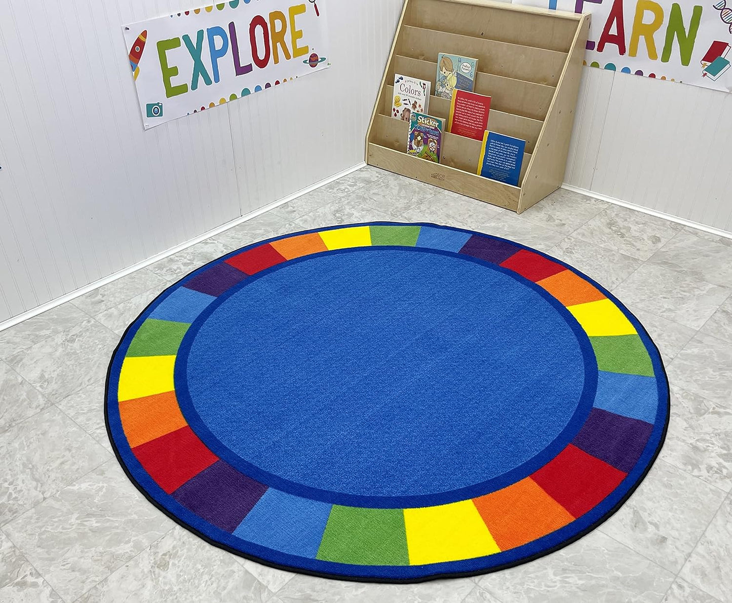 Round Classroom Carpet: 'Colors Full Circle' by KidCarpet.com, 6' Diameter