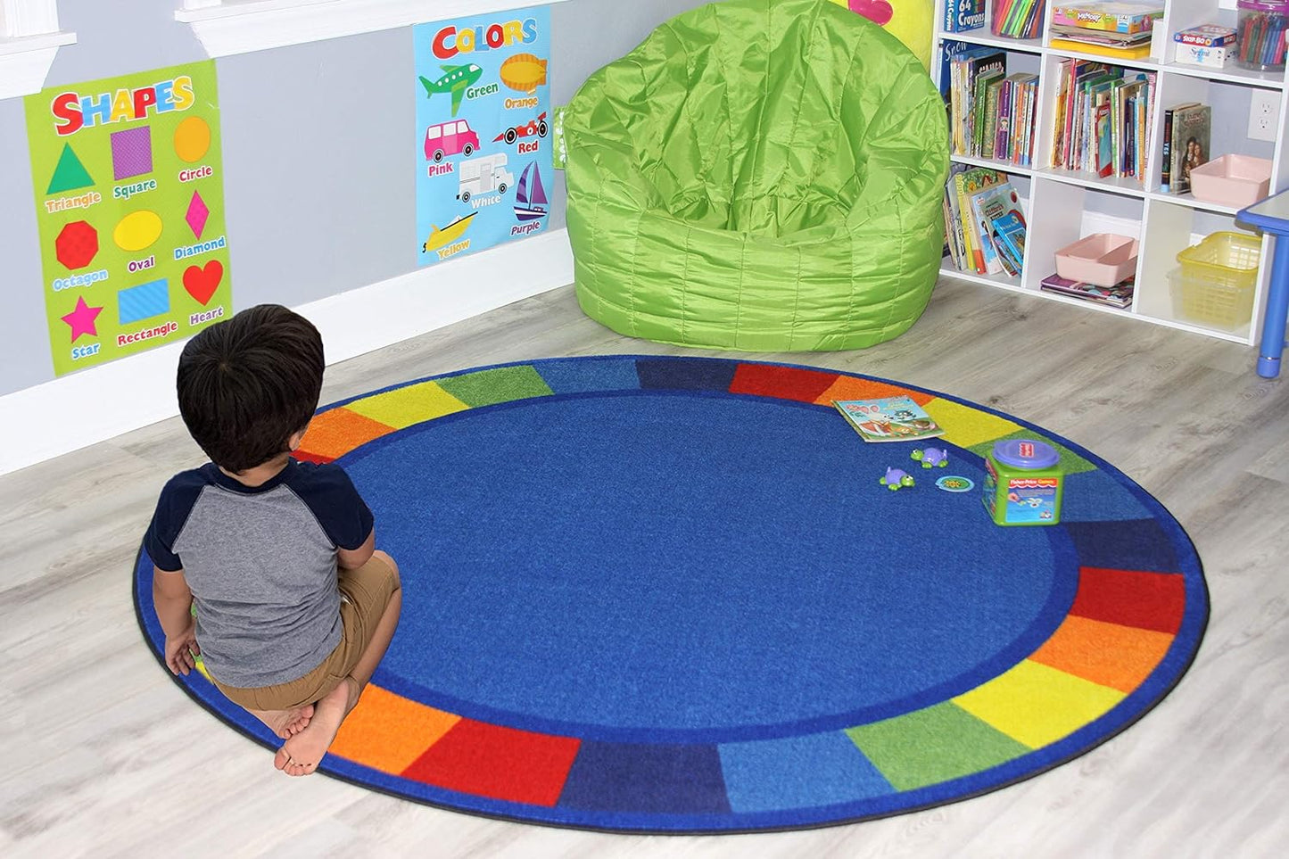 Round Classroom Carpet: 'Colors Full Circle' by KidCarpet.com, 6' Diameter