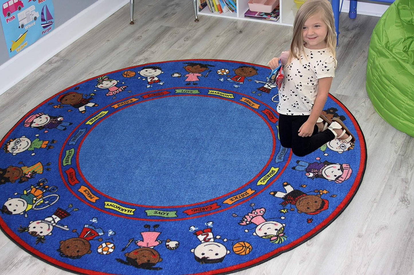 Round Rug: 'Friends Full Circle' by KidCarpet.com, 6' Diameter