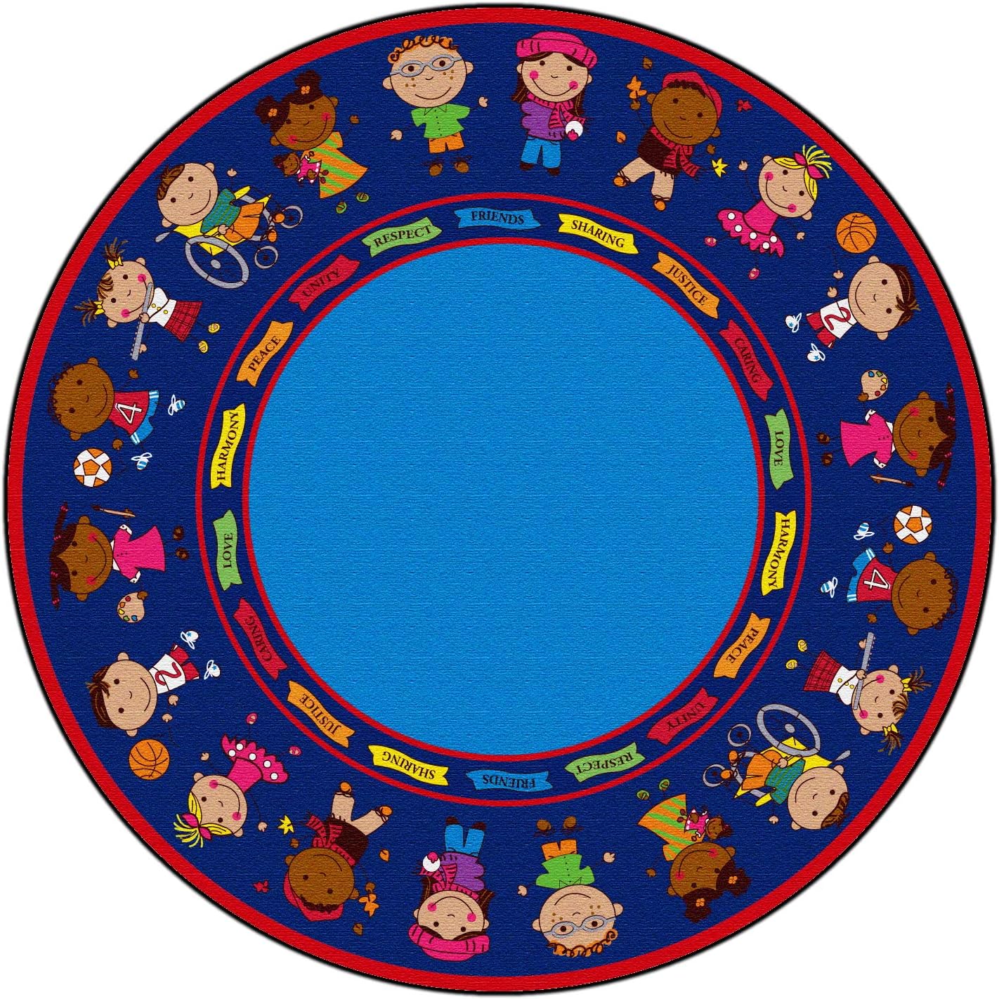 Round Rug: 'Friends Full Circle' by KidCarpet.com, 6' Diameter