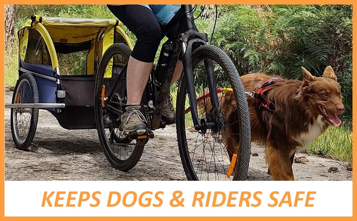 Bike Tow Leash Orange -Safe Dog Bike Attachment for Cycling, APA 5-Star USA Made