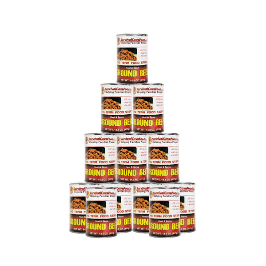 Canned ground beef food storage - full case, 12 cans/60 servings - 14.5 oz cans