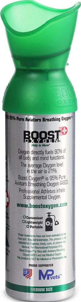 Boost Oxygen Natural Pure Oxygen Canister, Flavorless- Medium 5 Litrers (Pack of 3)