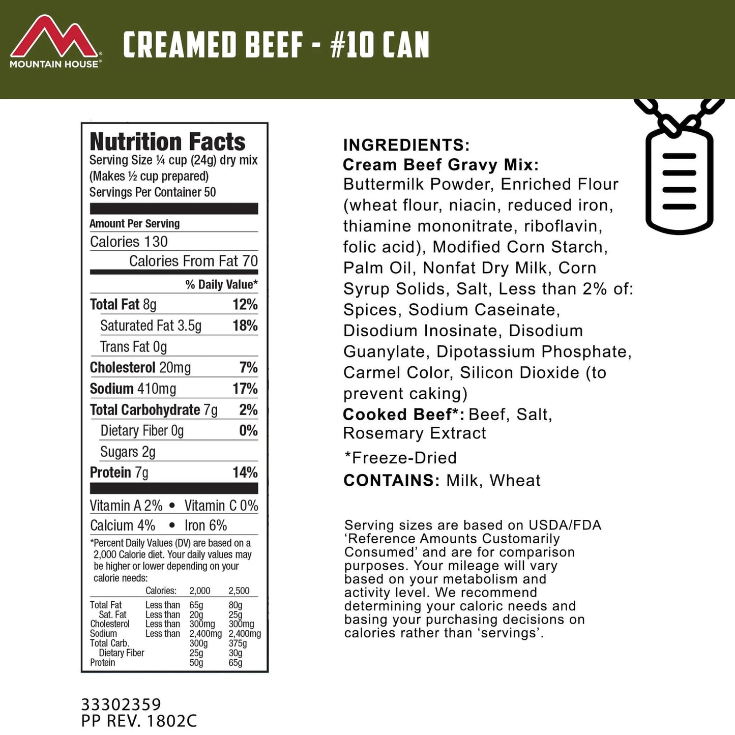 Mountain House Creamed Beef Gravy - Military #10 - 6 Cans | Military Meals