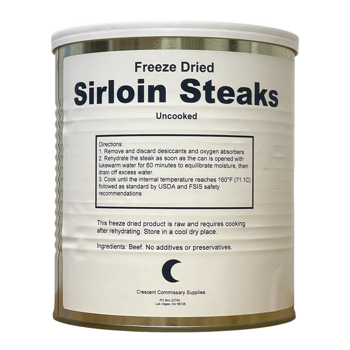 Freeze Dried Uncooked Sirloin Steaks (Beef)