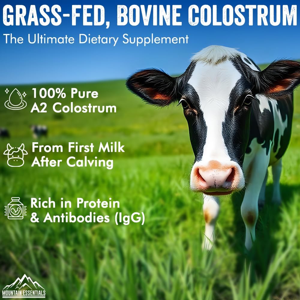 A2 Colostrum Powder 3.5 Oz Bovine Grass Fed Above 40% IGG Gluten Free Non GMO Sugar Free with 1 Year Shelf Life 50 Servings Dietary Supplement Immune Support Muscle Recovery Pack of 1