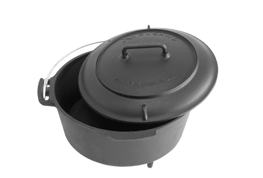 Volcano Grills Cast Iron Vintage Style Dutch Oven for Camping, 8 quarts, Black