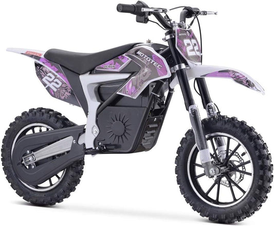 Moto Tec Demon 36 Volt 500 Watt Kids Lithium Electric Dirt Bike - Purple