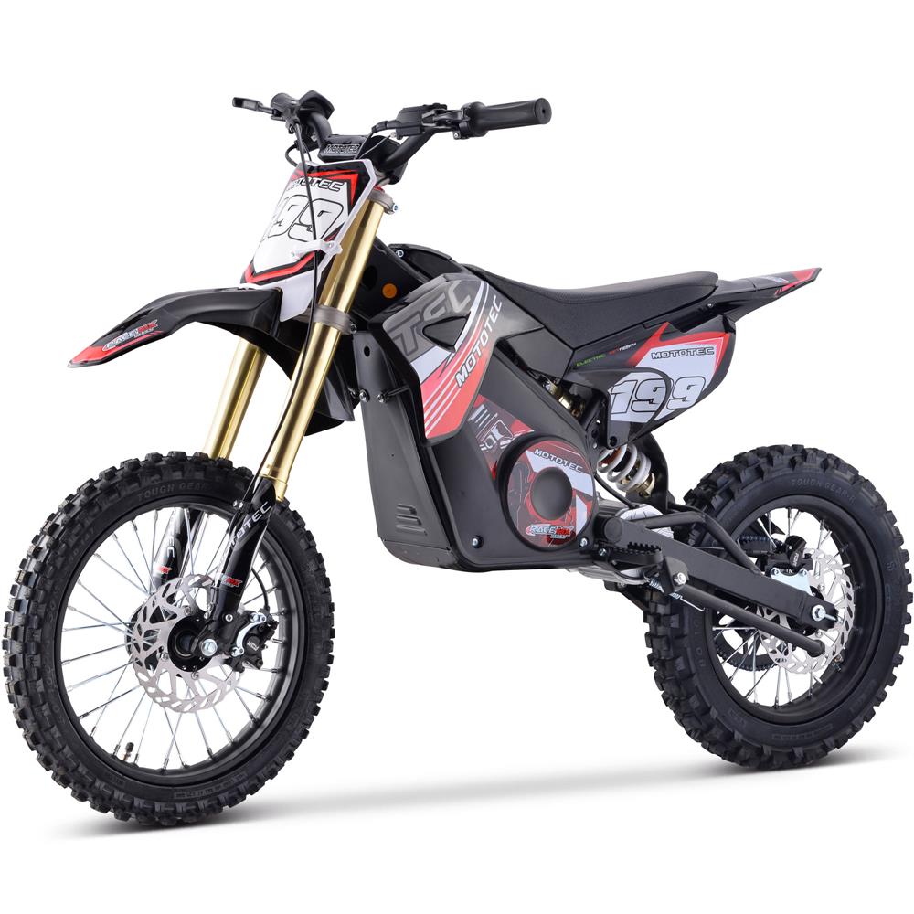 Red MotoTec 48V Pro Electric Dirt Bike with 1600W Lithium Power