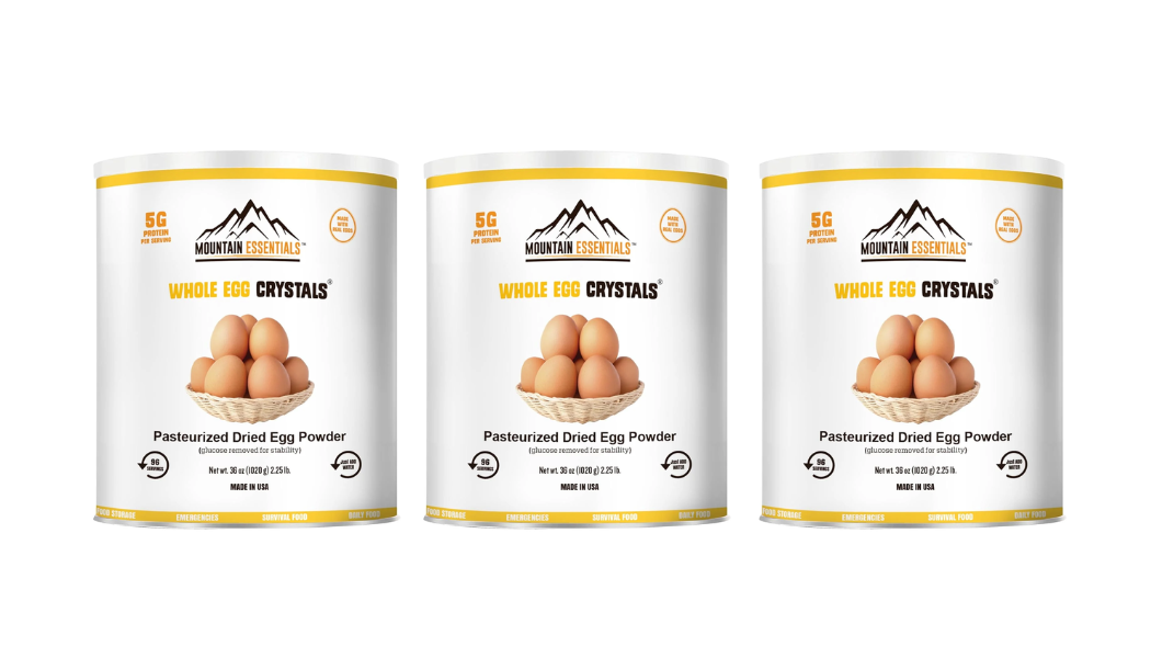 Mountain Essentials Dehydrated Whole Powdered Egg Crystals Made from All-Natural Ingredients | Long Term Storage Shelf Stable | Perfect for Emergency Survival & Backpacking No Additives 2.25 Lb - Can