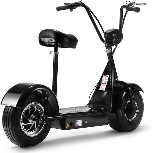 MotoTec Fatboy Electric Scooter 48v 800w - Fat Tire & Big Wheel with Seat, Top Speed 22MPH, Max Range 15 Miles.