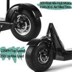 MotoTec Fatboy Electric Scooter 48v 800w - Fat Tire & Big Wheel with Seat, Top Speed 22MPH, Max Range 15 Miles.