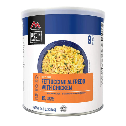 Quick & Easy Campfire Comfort: Freeze-Dried Fettuccine Alfredo with Chicken (9 Servings) - No Cookin' Required!