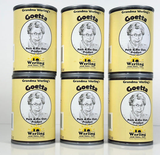 Werling & Sons Grandma Werling’s Goetta 14.5 Oz Canned Food Fully Cooked Pork & Pin Oats Traditional German Style Canned Meat Shelf Stable for Emergency Storage, Camping & Quick Meals