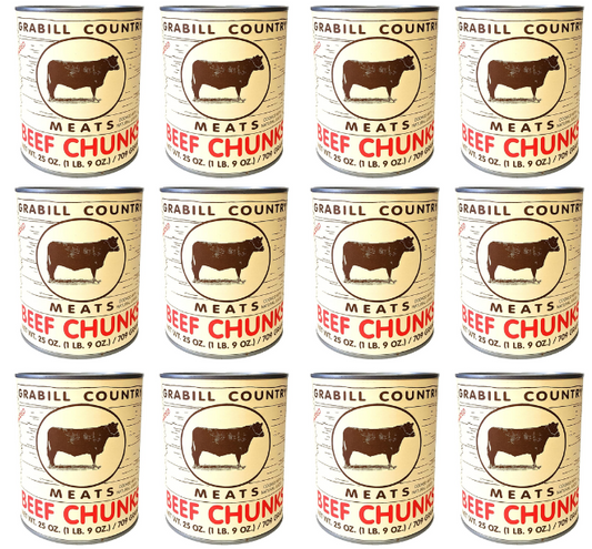 Grabill Country Meats Canned Beef Chunks, Favorite Amish Food, 25 Oz. (Case of 12)