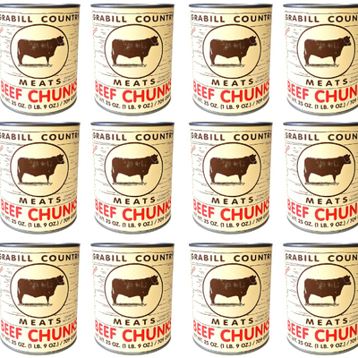 Grabill Country Meats Canned Beef Chunks, Favorite Amish Food, 25 Oz. (Case of 12)