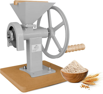Manual Hand Grain Mill White | Heavy-Duty Hand Operated Food Grinder for Wheat, Corn, Oats, Coffee Beans, Rice & Dry Grains | Hand Crank Kitchen Flour Mill for Home, Camping, Survival & Everyday Use