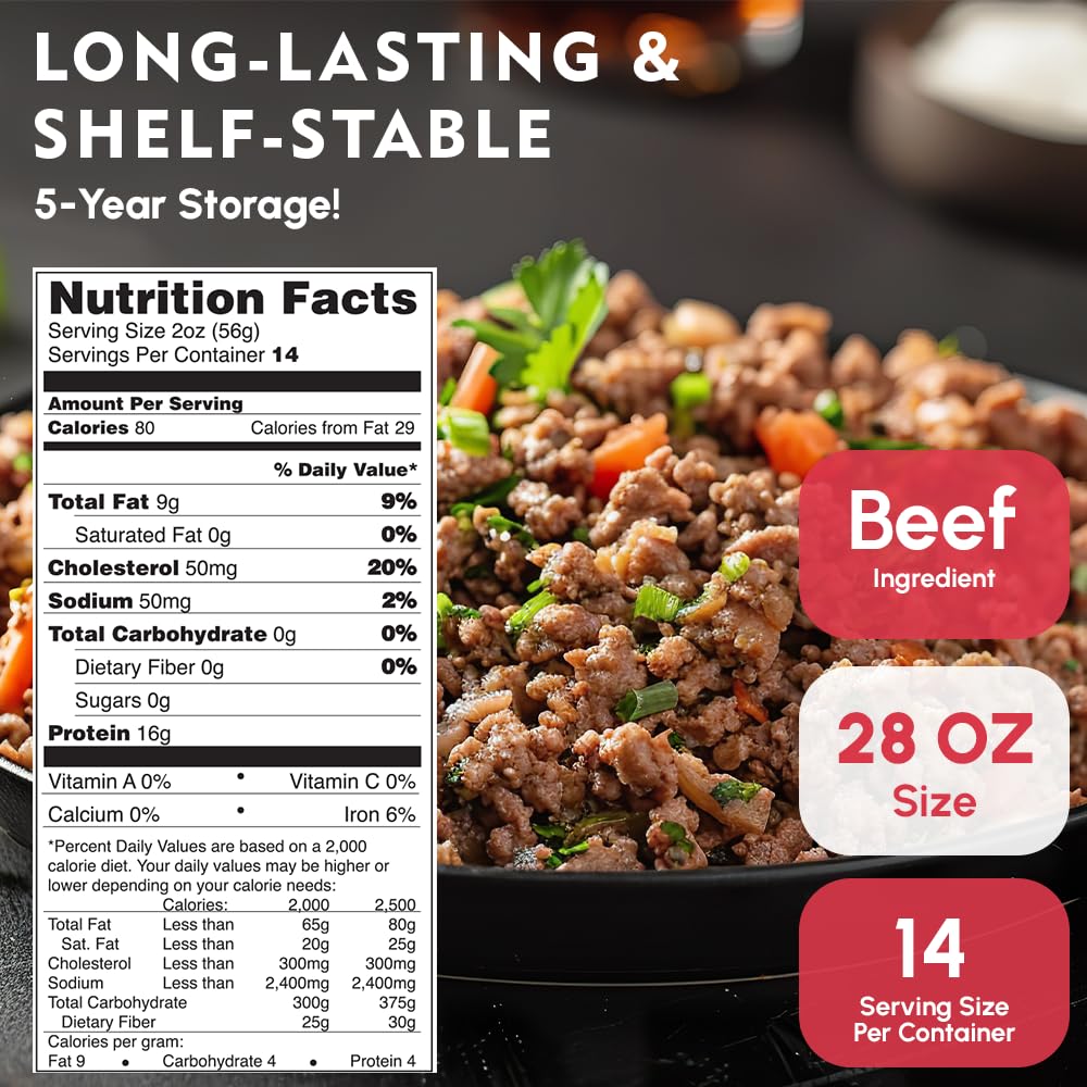 Werling & Sons Canned Hamburger 28 Oz Fully Cooked Ground Beef Heat & Eat Premium Quality Ready to Eat Canned Food Long Shelf Life for Emergency Storage, Camping and Survival Canned Meat Pack of 12