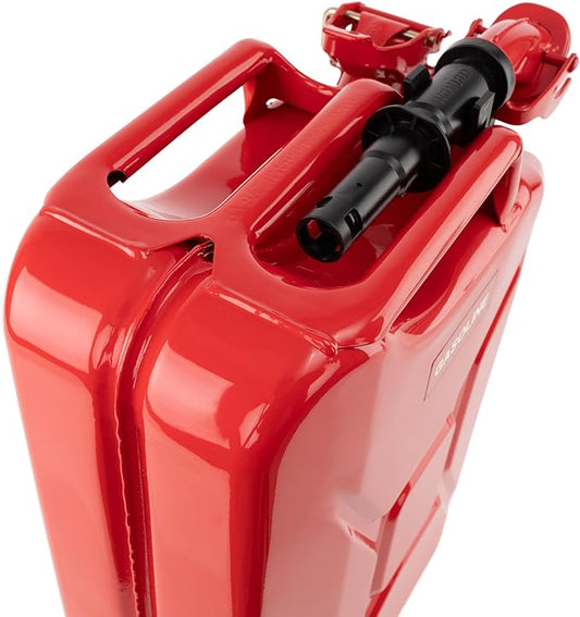 Wavian USA Authentic NATO Jerry Can and Spout System - Rust-Proof, EPA & CARB Compliant, Red, 20 Litre, Wavian 5 Gallon Gas Cans for Gasoline