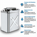 SAFECASTLE 304 Stainless Steel Square Jerry Water / Fuel Storage