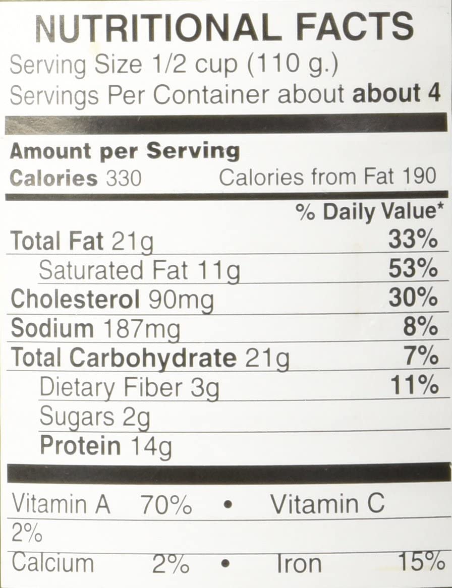 The nutrition facts for Caledonian Kitchen Haggis with Lamb.