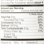 The nutrition facts for Caledonian Kitchen Haggis with Lamb.