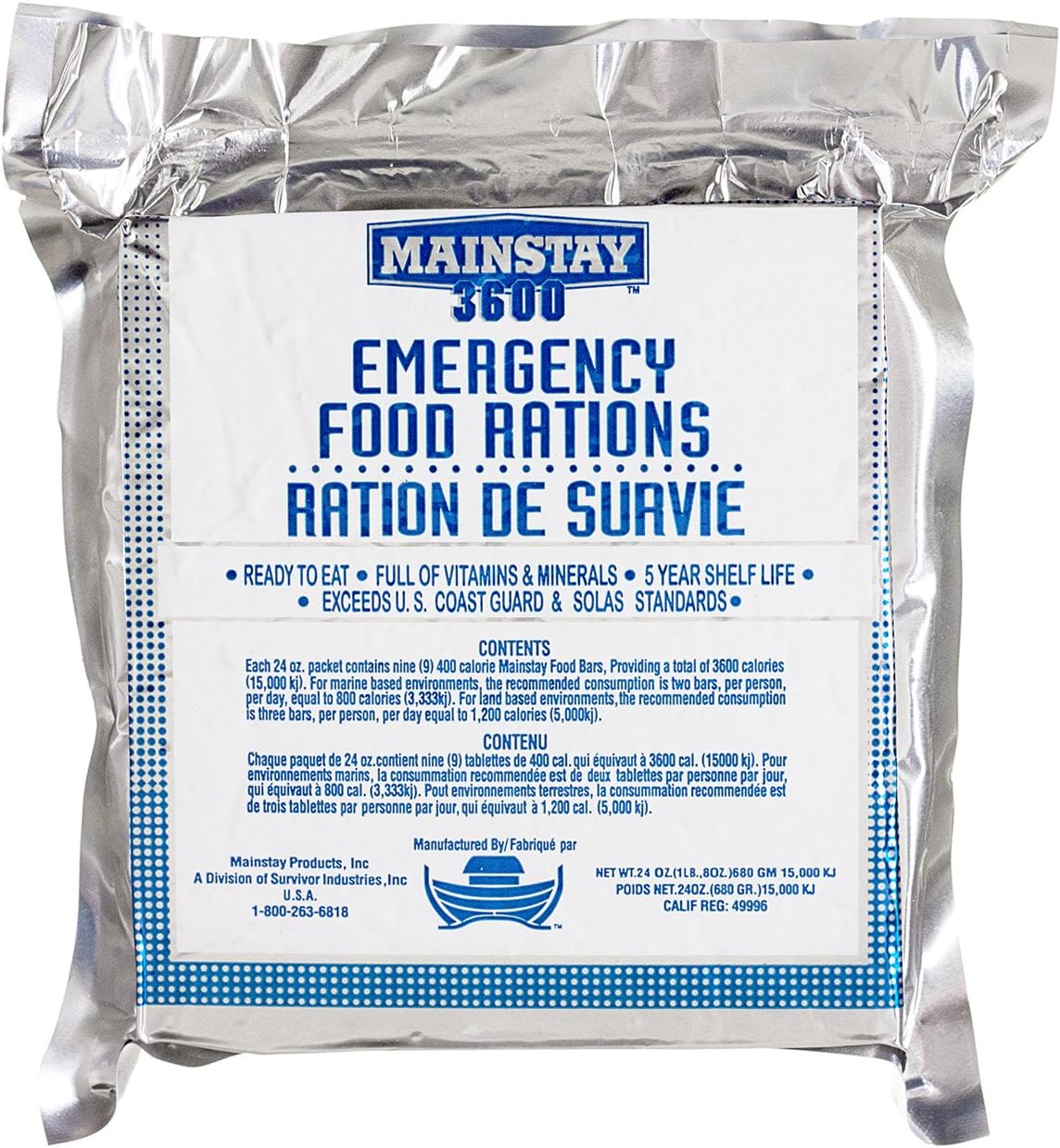 Mainstay Emergency Food Rations - 3600 Calorie Bars (Pack of 20)
