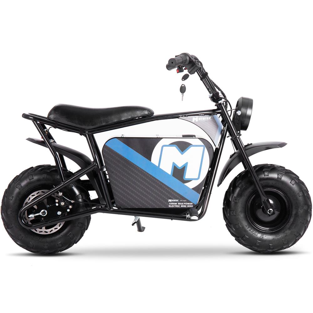 MotoTec 48v 1000w Electric Powered Mini Bike Black Safecastle