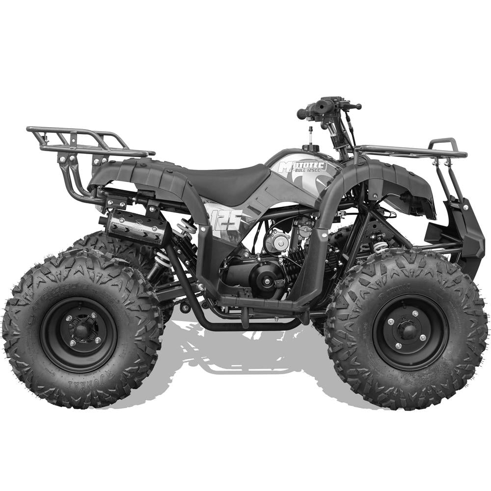 The MotoTec Bull 125cc 4-Stroke Kids Gas ATV logo. It is a powerful and thrilling ATV designed to tackle any off-road terrain.