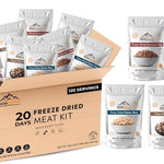 Mountain Essentials 120-Serving Freeze-Dried Meat Kit (Pack of 12) - Emergency Food Supply - Long Shelf Stable