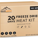 Mountain Essentials 120-Serving Freeze-Dried Meat Kit (Pack of 12) - Emergency Food Supply - Long Shelf Stable