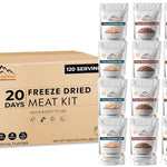 Mountain Essentials 120-Serving Freeze-Dried Meat Kit (Pack of 12) - Emergency Food Supply - Long Shelf Stable
