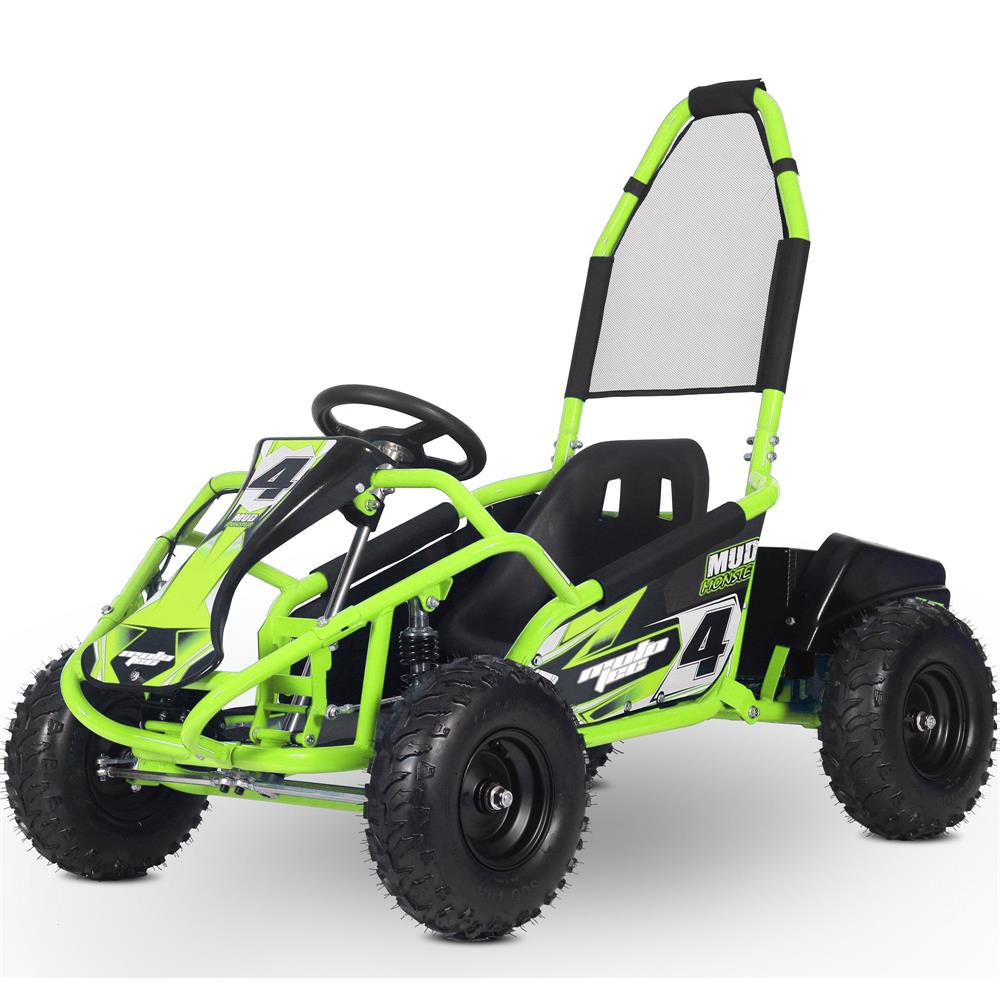 Electric 48v 1000w Kids Go Kart with Full Suspension in Green - MotoTec Mud Monster