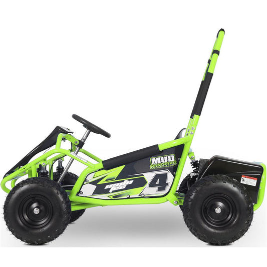 Electric 48v 1000w Kids Go Kart with Full Suspension in Green - MotoTec Mud Monster