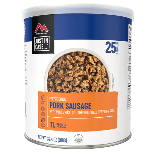 Mountain House Pork Sausage #10 Can | Freeze Dried Survival & Emergency Food | 25 Servings
