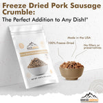 MOUNTAIN ESSENTIALS Freeze-Dried Pork Sausage Crumble – Fully Cooked & Ready to Eat | Traditional Flavor | Premium Quality Everyday Meals, Camping & Emergency Survival Food | 10 Servings | Made in USA thumbnail 2