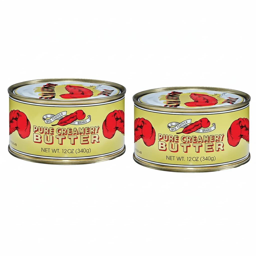 Red Feather Canned Butter A real butter from new Zealand-100% pure no artificial colors or flavors- Hurricane Preparedness Emergency Survival Earthquake Kit (2 Cans/12Oz Each))