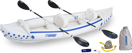 Sea Eagle 370 Deluxe 3 Person Inflatable Portable Sport Kayak Canoe