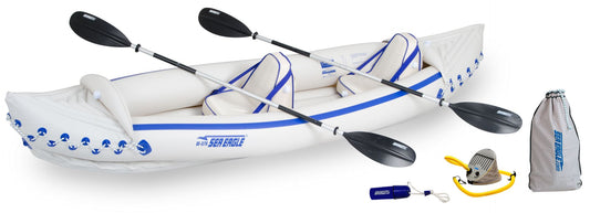 Sea Eagle 370 Pro 3 Person Inflatable Water Sport Kayak Canoe Boat - Pro Package