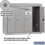 Salsbury Industries Vertical Mailbox - 4 Doors - Aluminum - Surface Mounted - USPS Access (Model 3504ASU)