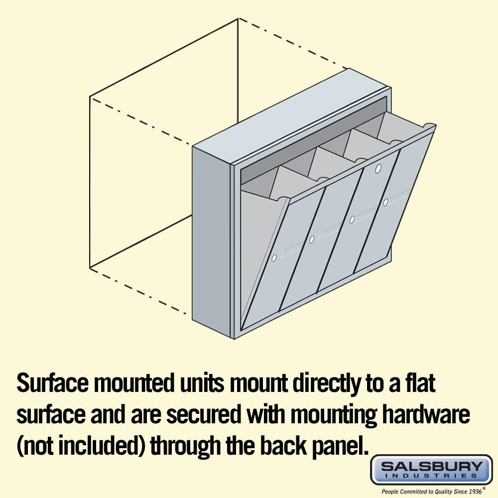 Salsbury Industries Vertical Mailbox - 4 Doors - Aluminum - Surface Mounted - USPS Access (Model 3504ASU)
