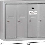 Salsbury Industries Vertical Mailbox - 4 Doors - Aluminum - Surface Mounted - USPS Access (Model 3504ASU)