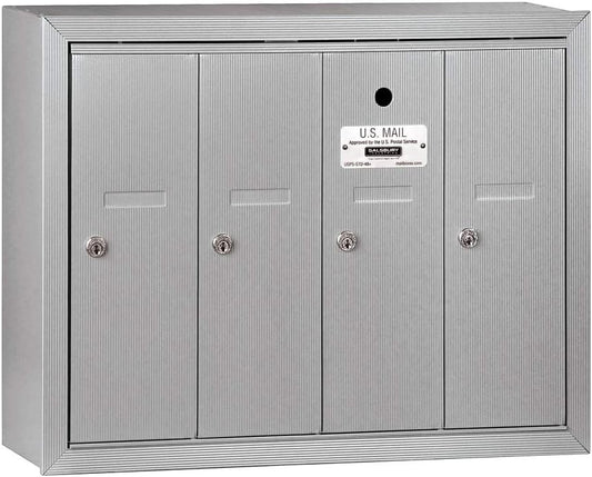 Aluminum Vertical Mailbox by Salsbury Industries - 4 Doors, Surface Mounted, USPS Access (Model 3504ASU)